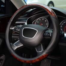 Wood Grain Steering Wheel Cover Universal 15inch Microfiber Leather Non-Slip Steering Wheel Protector Odorless - 標準尺寸[14 1/2''-15''] - 查看 3