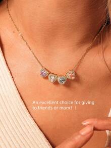 1pc Minimalist Cubic Zirconia Heart DIY Necklace, Customizable Gemstone Necklace, Stainless Steel Initial "MAMA" Pendant Necklace, Ideal Gift For Girlfriend, Mom, Family, Friend, Daughter, Anniversary, Valentine's Day, Mother's Day, Birthday, Graduation, Daily Wear, Wedding, Party