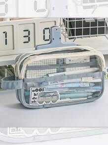 Estuche para lápices de gran capacidad y duradero, funda transparente para lápices de extra gran capacidad, diseño minimalista, fácil de transportar, perfecto para dibujo diario, adecuado como regalo de cumpleaños, aniversario, Día del Niño, Día del Maestro, regreso a la escuela para amigos, familiares, estudiantes, estuche para lápices, útiles escolares, regreso a la escuela