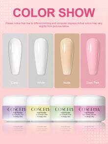 Kit de uñas acrílicas COSCELIA de 8 g, blanco, transparente y rosa, 24 colores, polvo acrílico y líquido, purpurina, pinceles para decoración de uñas, regalo para principiantes. - Polvo de estrellas brillante - Ver 2