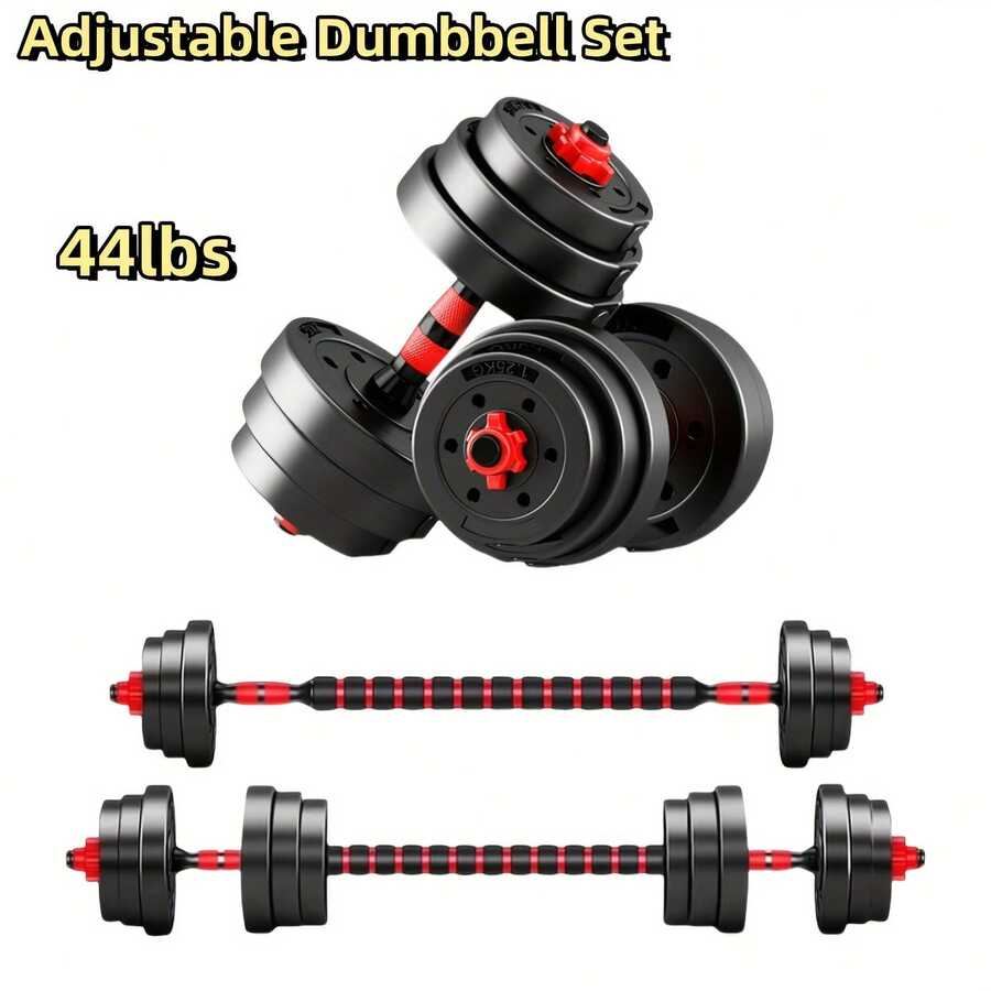 Quick Adjustable 44LBS Dumbbell Set, Free Weights Dumbbells, 3 In1 Weight Set, Space-Saving Home Gym Equipment, Ideal For Full Body Workouts, Strength Training, And Fitness For Men & Women - màu đen - Xem 1