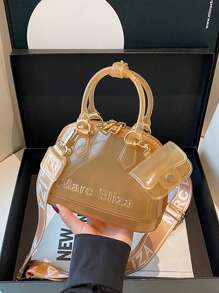 2个/套透明果冻可调节单肩包，适合旅行、上学、工作、办公、斜挎。