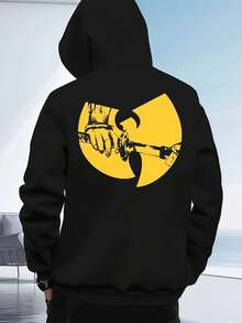 WuTang Clan Graphic Hoodie ,Men's Double-Sided Printed Casual And Comfortable Hoodie, Casual And Versatile Coat In Autumn And Winter(1 PC) - 黑色 - 查看 2