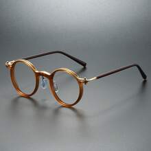 Retro Leopard Metal Round Frame Glasses - Ultra-Light Blue Light Blocking, Unisex Durable PC Lenses, Full Frame Design, Suitable For Men And Women Casual And Formal Wear, Everyday Glasses, Vintage Style Glasses, Lightweight Glasses - Clear - View 8
