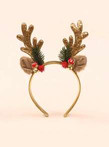 2pcs/1pc Christmas Headband For Adults & Kids, Cute Glowing Deer Antler Headpiece, Woodland Style Hair Accessories, Reindeer Antler Headband For Christmas Party & Photo Shoot Halloween