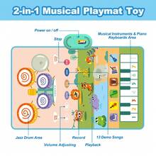 Farbenfrohe 2-in-1 Klavier & Schlagzeug Spielmatte für Kinder - interaktives Musikspielzeug mit Musiknoten Spiel, ideales Geschenk für Jungen & Mädchen