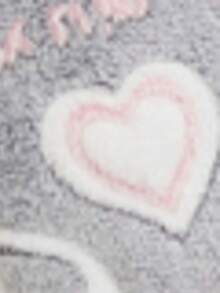 1pc Women's Pink Heart Print Fluffy Robe, Elegant & Fashionable, Thick & Warm For Autumn/Winter, Comfortable For Outdoor, Vacation And Home Wear, Fall, Cozy - Multicolor - View 9