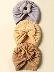 3 قطع طقم عصابة ناعمة قابلة للتمدد وقبعة للمواليد الجدد، قبعات جميلة للأطفال للاستخدام اليومي