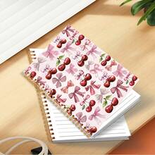 DANPERJI 1本可爱樱桃结笔记本 - 迷人红色，大学标准行距，尺寸5.5英寸×8.3英寸，适合工作、学习、送给女性的礼物，A5尺寸 - 紅色 粉紅色 - 查看 4