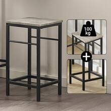 SoBuy OGT10-PF, Bar Set-1 Bar Table And 2 Stools, Home Kitchen Breakfast Bar Set Furniture Dining Set - Grey - View 11