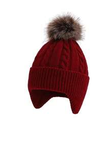 1 件儿童针织帽，带绒球，保暖护耳，适合男孩和女孩，秋冬季 - 1PC - 查看 17