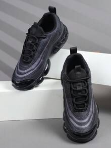 Men's Low-Top Sneakers, Casual Running Shoes, Jogging Shoes, Men's Walking Shoes, Fashionable Gradient Red Footwear, Tennis Shoes, Streetwear - Black - View 4