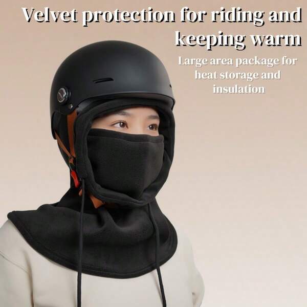 Ladies' Windproof Hat - Warm And Snow Proof Hooded Face Mask With Neck Cover, Black Knitted Skiing Face Mask, Suitable For Outdoor Winter Activities, Cold Weather Protection