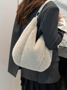 BAILEE 时尚优雅的新款秋冬柔软纯色毛绒大容量拉链女士单肩手提包，是职场女性的必备单品，适合大学、工作、商务、通勤、户外、旅行、野餐、办公室等各种场合，也适合工作、购物、参加晚宴、时尚活动以及赠送朋友。 - 彩色 - 查看 5