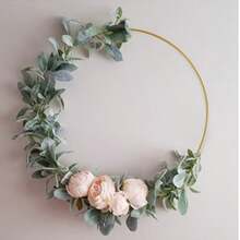 10 个圆形木竹编织环、用于悬挂装饰的手工花环底座、家居装饰派对花环、DIY 捕梦网材料、墙面装饰工艺品、悬挂派对装饰、家居工艺装饰木环、婚礼花环装饰（款式随机发货） - 米色 - 查看 6