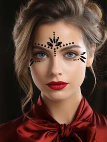 Colorful Face Gems Makeup Stickers, Waterproof Long-Lasting Faux Rhinestones For Masquerade, Holiday, Party, Y2K,Concert Look - Black - View 4
