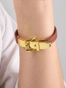 1 件时尚皮革手链，简约装饰腕带，可调节珠宝，适合日常佩戴，高品质圣诞礼物