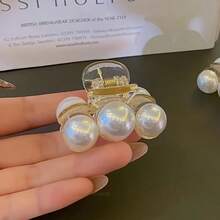 1 Piece Elegant Sweet Style Polished Plastic Hair Hook Clip With Imitation Pearls, Oval Fashion Hair Accessory For Women, Single Piece Hair Clip Clip For Thick Or Thin Hair Styling Tools - trắng - Xem 8