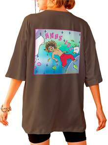 Camisa Camiseta Tuesim Anos  Luz Streetwear Ovesized Premiun dtf ref-3496 - Marrom - Visão 1