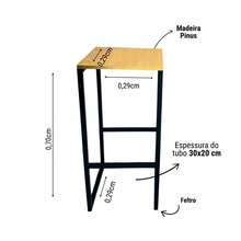 Banqueta Alta Estilo Industrial Conforto Cozinha Bares Restaurantes Bistrô Madeira Pinus Metalon Ferro Reforçada
