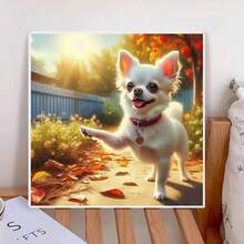 1件吉娃娃钻石画套装,工艺贴纸,可爱狗狗秋日花园场景,迷人手工马赛克套装,刺绣水钻5D DIY十字绣套件,豪华房间家居派对情人节、斋月墙面装饰,送给家人朋友教师的节日礼物 - 黑色 - 查看 3