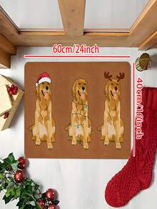 1/2 Pcs Christmas Golden Retriever Doormat - Cute Doormat, Suitable For Kitchen/Living Room/Bathroom/Entryway And Living Room Holiday Decor - Multicolor - View 18