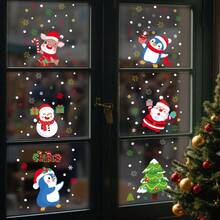 6 Peças Adesivos Estáticos Autoadesivos de Natal para Decoração de Janelas de Casa, Festa, Reunião, Papai Noel, Presente, Floco de Neve e Outros Elementos de Natal, Adequado para Decoração de Evento de Férias em Loja