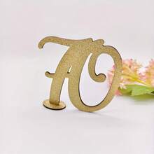 1 pieza Decoración de número de madera con brillo dorado, 18º, 30º, 40º, 50º, 60º, 70º Aniversario, Decoración de sobremesa para Aniversario, Cumpleaños, Boda, Fiesta Temática, Fiesta de Jubilación, Fiesta de Vacaciones, Acción de Gracias, Día de San Valentín, Boda de Otoño, Decoración de Fiesta Temática