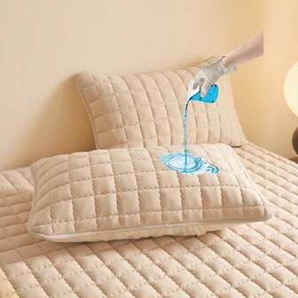 2pcs Waterproof Dirt-Proof Oil-Proof Quilted Zipper Encasement Pillowcase Without Pilling, Not A Zipper,Soft & Breathable Pillow Protector, Water-Proof Pillowcase, No Smell, No Noise