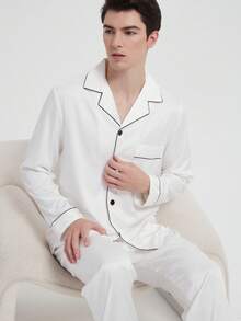 New Men's Fashion Casual Pajama Set, Winter Clothes - White - View 8