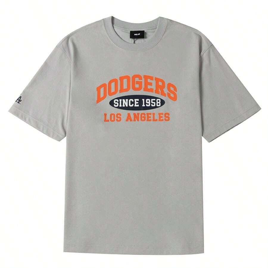 MLB Kaos T-Shirt Oversized Unisex Musim Panas, Kaos T-Shirt Lengan Pendek Lembut Longgar Kasual untuk Perjalanan Luar Ruangan - Light Grey - View 1