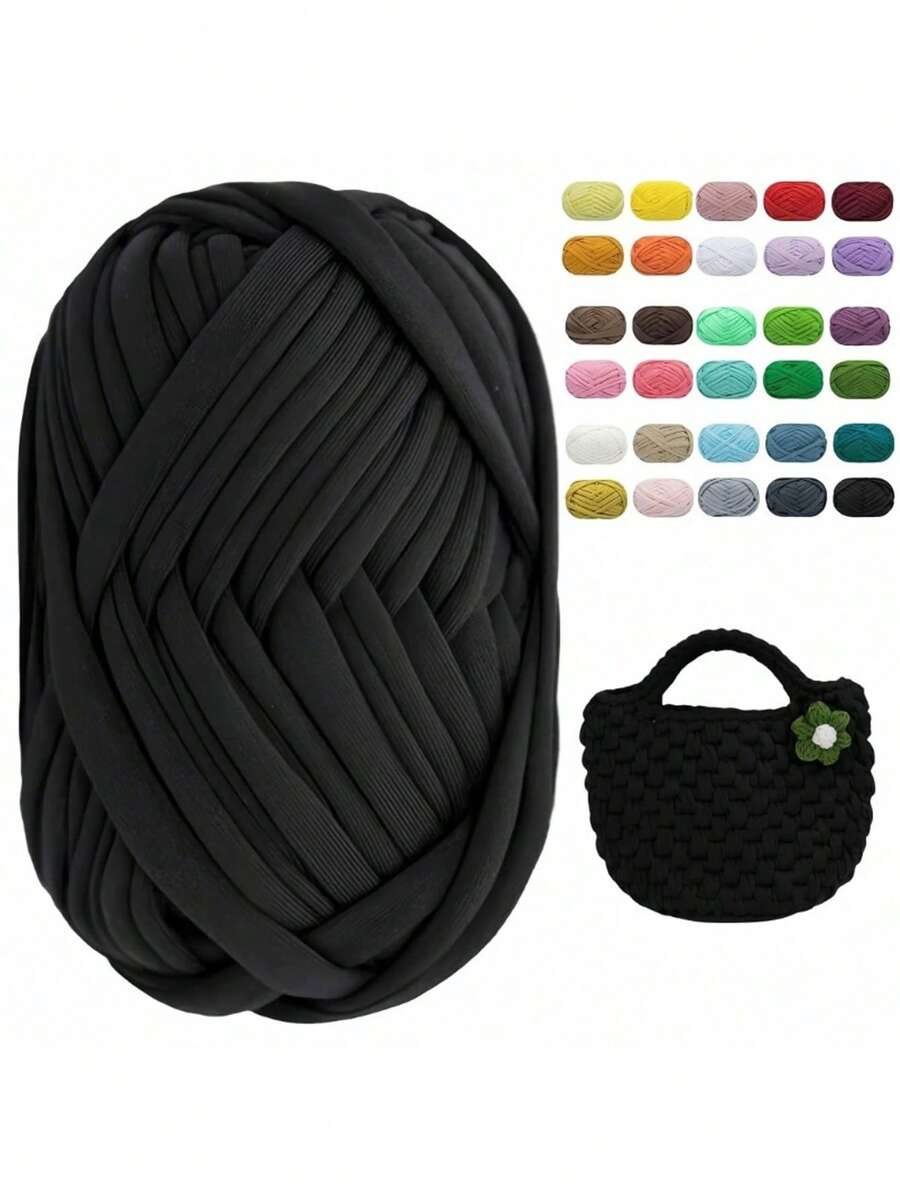 Premium Polyester Crochet & Knitting Yarn - 1pc, 100G Each, 30m Length - Ideal For DIY Projects, T-Shirts, Slippers & Baskets,Fabric Strip Handmade Weaving Diy Bag, Toy, Shoe, Carpet, Organizing Basket Thread