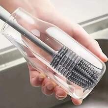 1 PC Multi-Color Silicone Cup Cleaning Brush With Long Handle – Flexible Bristles For Sports Bottles, Water Glasses, And More – No Dead Angle Design, Use, Bottle Cleaning Brush - 灰色 - 查看 7