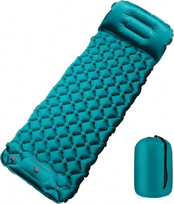 Ultraleichte Campingmatte mit Kopfkissen Isomatte Schlafmatte Thermomatte 195X60CM