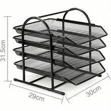 Shoze Mesh Desk Organiser 4 Tier Letter Tray Stackable Mesh File Holder Office A4 Filing Desktop Document Storage For Home Office (Black) - 4 Tiers (31.5x30x29cm) - View 5