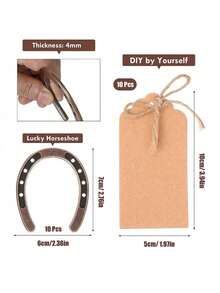 Vintage Metal Horseshoe Wedding Favor Set, Includes Horseshoe Decor, Gift Tags, Kraft Paper Candy Boxes, And Satin Ribbons, Rustic Style Horseshoe Gifts For Wedding Party, Kentucky Derby Decoration, Horseshoe Keychain/Keyring, Retro Metal Keyring Set - Multicolor - View 12