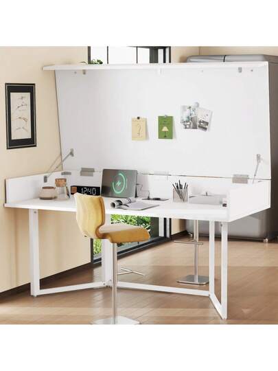 Folding Bureau 120*55cm Multifunctional, Foldable, European Plugs, Clamshell To Hide Clutter Families Cats Babies