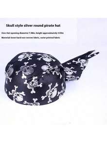 1pc Halloween Party Supplies, Unisex Pirate Hat, Pirate Captain Hat, Round Pirate Hat