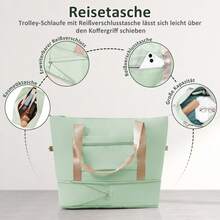 Flieks Luggage Set With Toiletry Bag, Hard-Shell Trolley Suitcase Set, School Trip Essentials For Student Dormitories, Student Essentials For University, Robust Travel Suitcases And Suit Bags, Hand Luggage Set, Travel Suitcase, 4 Wheels, ABS Material, TSA Lock - 綠色 - 查看 3