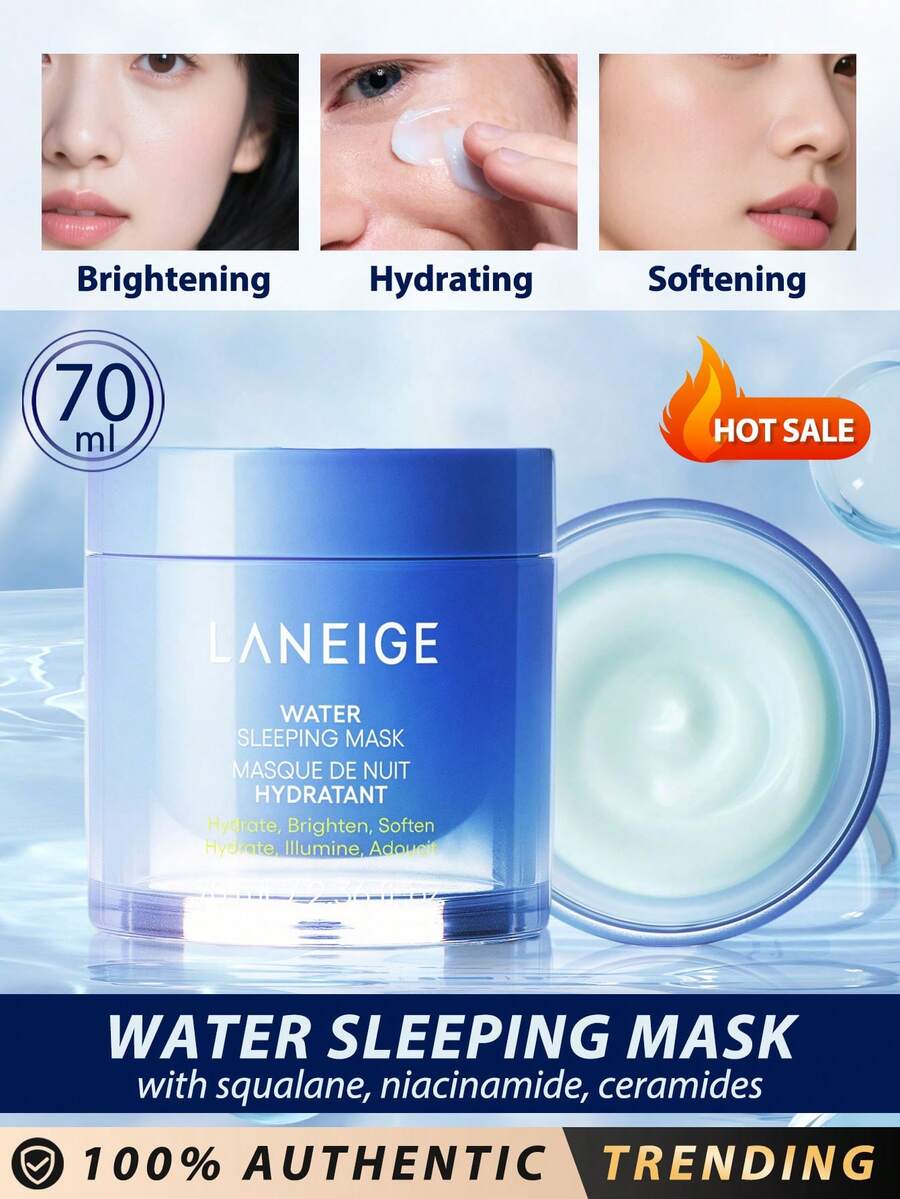 Laneige 兰芝水润保湿睡眠面膜 70ml / 提亮肤色、补水保湿、柔嫩肌肤 / 一款韩国睡眠面膜，可在夜间深层补水，焕活肌肤光彩。[随机包装（2种款式）] - Water Sleep Mask 70ml - 查看 1