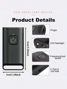 迷你超声波驱狗器专业防吠超声波工具紧凑便携小狗训练器威慑工具是狗电动吠叫项圈的替代品,带LED灯的超声波止吠器适用于狗用品狗用品小狗饲养狗配件狗玩具用于驱赶和训练狗黑色 - 彩色 - 查看 3