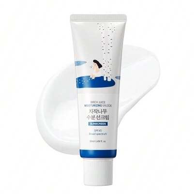Round Lab Birch Juice Moisturizing Sunscreen SPF45, 1.69 Fl Oz, UV Block, Moisturizing Sunscreen, Lightweight Glow Sunscreen For Sensitive Skin, No White Cast, Fragrance-Free, Protector Solar, Korean Sunscreen, Top Selling Kbeauty, Summer Essential, Outdoor Sunscreen, Sun Protection, Korean Skin Care, Mom Girlfriend Friend Wife Birthday Gift