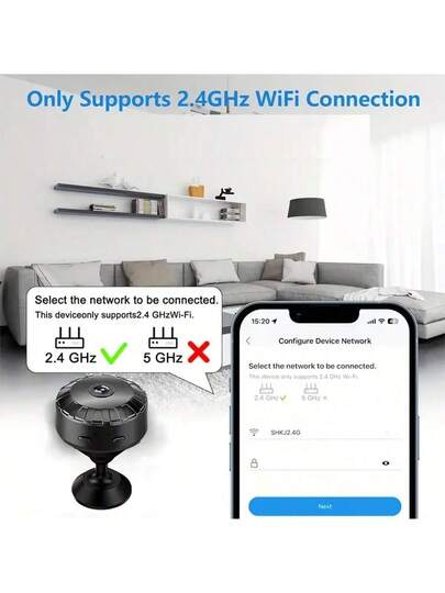 HD Mini WiFi Security Camera Night Vision Motion Alerts USB Rechargeable, Portable, Wide Angle, Easy App Setup view 5