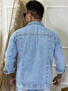 Men's Denim Jacket - 大理石紋 - 查看 2