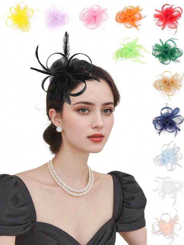1 Stück Feder Fascinator Haarband, Teegesellschaft Hut für Cocktail, Hochzeit, Braut Fascinator Haarband Clip für Frauen, Mädchen, Geburtstag, Muttertag Geschenk, Kentucky Derby Hüte, Geschenke, Haraccessoires