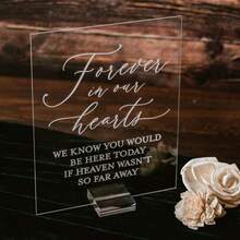 1 件“深切缅怀”亚克力牌匾，纪念那些永远活在我们心中的人，现代透明玻璃质感亚克力纪念牌匾，适用于婚礼，“永远活在我们心中的人”，亚克力婚礼纪念牌匾，“深切缅怀”婚礼牌匾，婚礼牌匾，婚礼用品，婚礼装饰，婚礼中心装饰品 - 彩色 - 查看 5