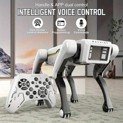 Upgraded Stunt Robot Dog - App Control, AI Voice Activation, 18 Skills (Kung Fu, Dance, Swimming), USB Charging, Wireless Remote Control, Perfect Holiday Gift And Prize, Holiday Gift Robot | Fashionable Future Design | High-Tech Gadget, Smart Robot Dog Toy, Wireless App Control, 82ft Ultra-Long Remote Control Distance