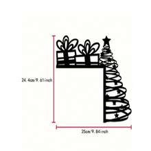 1pc Decorative Metal Christmas Tree And Gift Corner Sculpture, Wall-Mounted Space Theme, Vertical, Thanksgiving And Christmas Decor, Home Office Wall Art Home Decor Christmas Decorations Room Decor - Black - View 6