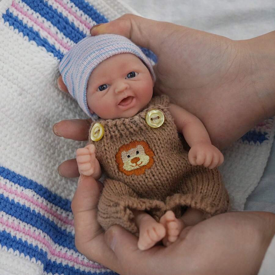 Reborn Baby Dolls 7 Inch Silicone Doll Mini Realistic Newborn Baby Dolls Silicone Full Body/Hand Made Gift For Kids 3+ - Brown - View 1