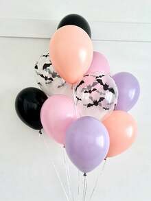 16/26pcs Pink Bat Halloween Birthday Party Decoration Balloons, Scary Bat Purple Black Latex Balloons, Halloween Birthday Party Supplies, Halloween Balloon Garland Set For Girls Party, Baby Happy Day, Ghost Birthday Party Decorations Home Decor Room Decor Halloween Decor